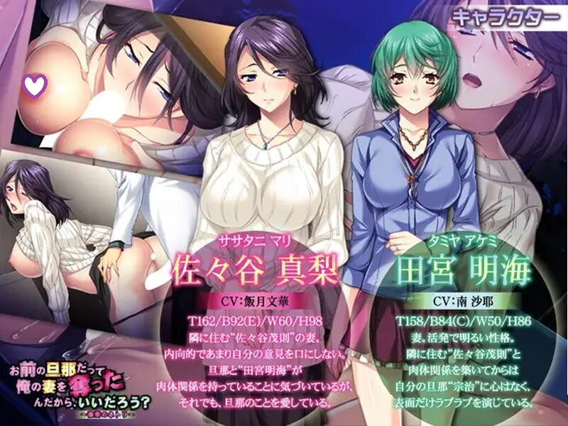 补档【拔作ADV/NTR寝取/汉化】 就算你的丈夫也抢走了我的妻子（お前の旦那だって俺の妻を奪ったんだから、いいだろう？ ～復讐のネトリ～）V1.0 AI汉化+全CG存档 【400M】